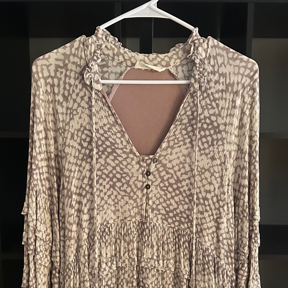 By Together Textured Animal Print Baby Doll Mini Dress
